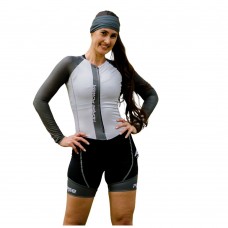 Macaquinho Manga Longa Horse Power Ciclismo Elite- Feminino - F139 Cinza